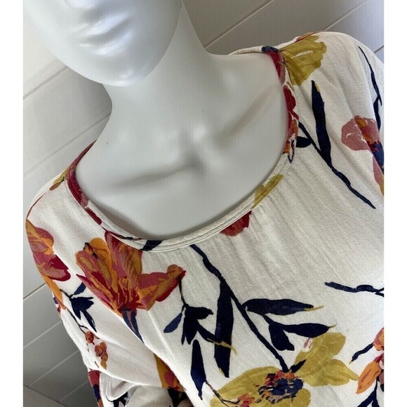 Coldwater Creek 1X Top Multi Floral Beach Womens Slub Knit Lagenlook Long Sleeve - Picture 4 of 10